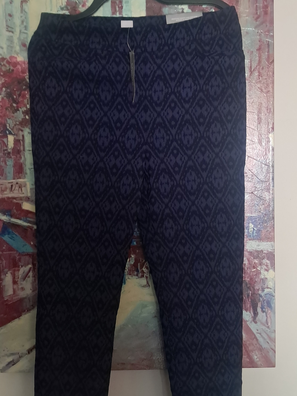 Chico's Navy Patterned Stretch Joggers